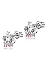handsome princess crown screw back baby earrings